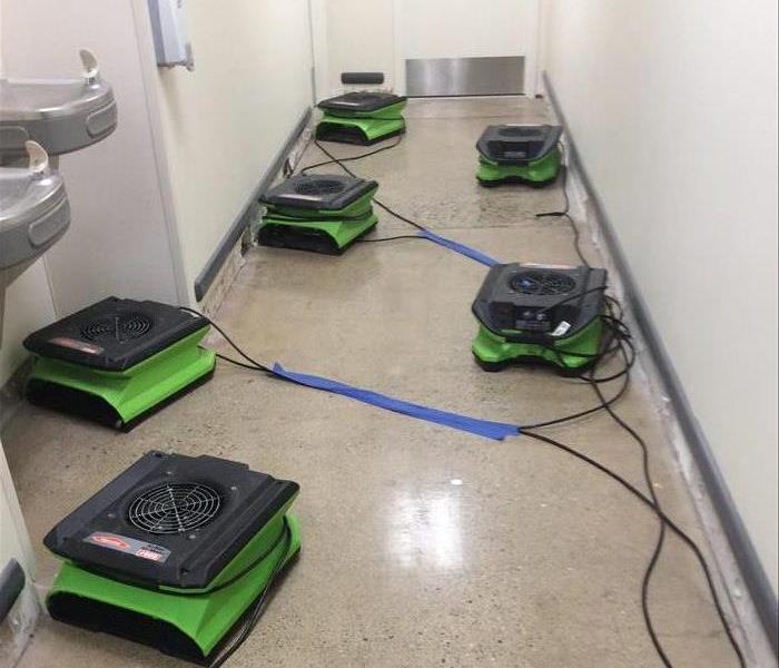 SERVPRO equipment set up in the hallway of a Montclair, NJ business