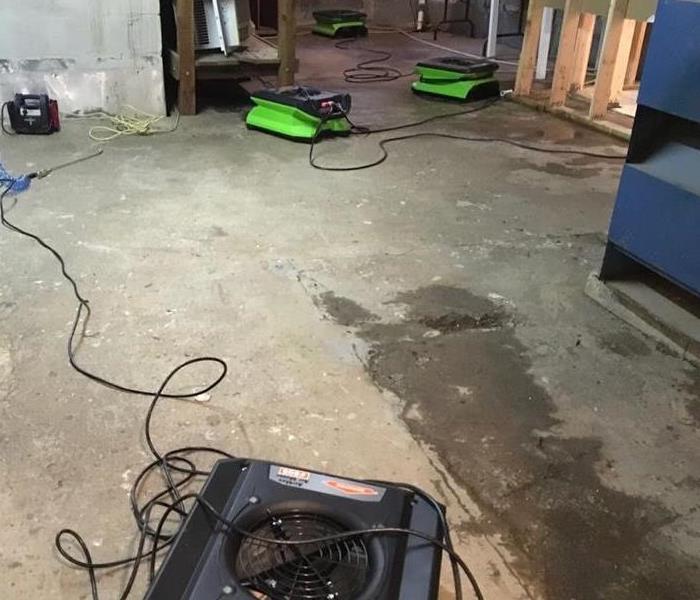 SERVPRO equipment set up in the basement of a Montclair, NJ home